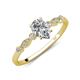 3 - Kiara 1.10 ctw White Sapphire Pear Shape (7x5 mm) Solitaire Plus accented Natural Diamond Engagement Ring 
