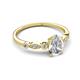5 - Kiara 1.10 ctw White Sapphire Pear Shape (7x5 mm) Solitaire Plus accented Natural Diamond Engagement Ring 