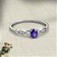 2 - Kiara 0.60 ctw Iolite Oval Shape (6x4 mm) Solitaire Plus accented Natural Diamond Engagement Ring 