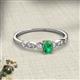 2 - Kiara 0.65 ctw Emerald Oval Shape (6x4 mm) Solitaire Plus accented Natural Diamond Engagement Ring 