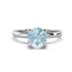 1 - Abena 0.93 ctw Aquamarine (6.50 mm) with Prong Studded Side Natural Diamond Solitaire Plus Engagement Ring 