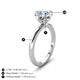 3 - Abena 0.93 ctw Aquamarine (6.50 mm) with Prong Studded Side Natural Diamond Solitaire Plus Engagement Ring 