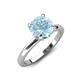 4 - Abena 0.93 ctw Aquamarine (6.50 mm) with Prong Studded Side Natural Diamond Solitaire Plus Engagement Ring 