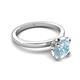 5 - Abena 0.93 ctw Aquamarine (6.50 mm) with Prong Studded Side Natural Diamond Solitaire Plus Engagement Ring 