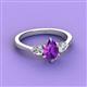 3 - Naomi 1.55 ctw Amethyst Pear Shape (9x7 mm) accented Natural Diamond Three Stone Women Engagement Ring 