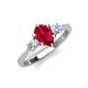 4 - Naomi 2.95 ctw Ruby Pear Shape (9x7 mm) accented Natural Diamond Three Stone Women Engagement Ring 