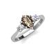 4 - Naomi 1.60 ctw Smoky Quartz Pear Shape (9x7 mm) accented Natural Diamond Three Stone Women Engagement Ring 