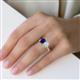 2 - Galina 7x5 mm Emerald Cut Blue Sapphire and GIA Certified 8x6 mm Oval Diamond 2 Stone Duo Ring 