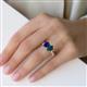 2 - Galina 7x5 mm Emerald Cut Blue Sapphire and 8x6 mm Oval London Blue Topaz 2 Stone Duo Ring 