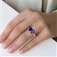 2 - Galina 7x5 mm Emerald Cut Blue Sapphire and 8x6 mm Oval Iolite 2 Stone Duo Ring 