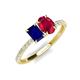 3 - Galina 7x5 mm Emerald Cut Blue Sapphire and 8x6 mm Oval Ruby 2 Stone Duo Ring 