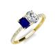 3 - Galina 7x5 mm Emerald Cut Blue Sapphire and IGI Certified 8x6 mm Oval Lab Grown Diamond 2 Stone Duo Ring 