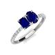 3 - Galina 7x5 mm Emerald Cut and 8x6 mm Oval Blue Sapphire 2 Stone Duo Ring 