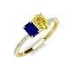 3 - Galina 7x5 mm Emerald Cut Blue Sapphire and 8x6 mm Oval Yellow Sapphire 2 Stone Duo Ring 