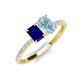 3 - Galina 7x5 mm Emerald Cut Blue Sapphire and 8x6 mm Oval Aquamarine 2 Stone Duo Ring 