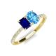 3 - Galina 7x5 mm Emerald Cut Blue Sapphire and 8x6 mm Oval Blue Topaz 2 Stone Duo Ring 