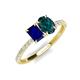 3 - Galina 7x5 mm Emerald Cut Blue Sapphire and 8x6 mm Oval London Blue Topaz 2 Stone Duo Ring 