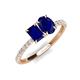 3 - Galina 7x5 mm Emerald Cut and 8x6 mm Oval Blue Sapphire 2 Stone Duo Ring 