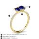 4 - Galina 7x5 mm Emerald Cut and 8x6 mm Oval Blue Sapphire 2 Stone Duo Ring 