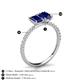 4 - Galina 7x5 mm Emerald Cut and 8x6 mm Oval Blue Sapphire 2 Stone Duo Ring 
