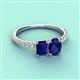 5 - Galina 7x5 mm Emerald Cut and 8x6 mm Oval Blue Sapphire 2 Stone Duo Ring 