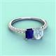 5 - Galina 7x5 mm Emerald Cut Blue Sapphire and 8x6 mm Oval Aquamarine 2 Stone Duo Ring 