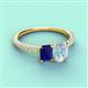 5 - Galina 7x5 mm Emerald Cut Blue Sapphire and 8x6 mm Oval Aquamarine 2 Stone Duo Ring 