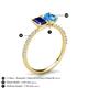 4 - Galina 7x5 mm Emerald Cut Blue Sapphire and 8x6 mm Oval Blue Topaz 2 Stone Duo Ring 
