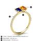 4 - Galina 7x5 mm Emerald Cut Blue Sapphire and 8x6 mm Oval Citrine 2 Stone Duo Ring 