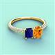 5 - Galina 7x5 mm Emerald Cut Blue Sapphire and 8x6 mm Oval Citrine 2 Stone Duo Ring 