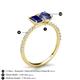4 - Galina 7x5 mm Emerald Cut Blue Sapphire and 8x6 mm Oval Iolite 2 Stone Duo Ring 
