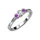 3 - Irina 0.47 ctwLab Grown Diamond With Side Amethyst Three Stone Engagement Ring 