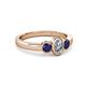 4 - Caron 0.70 ctw Natural GIA Certified Diamond Oval Shape (6x4 mm) and Side Blue Sapphire Three Stone Ring  