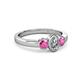 4 - Caron 0.72 ctw Natural GIA Certified Diamond Oval Shape (6x4 mm) and Side Pink Sapphire Three Stone Ring  