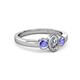 4 - Caron 0.70 ctw Natural GIA Certified Diamond Oval Shape (6x4 mm) and Side Tanzanite Three Stone Ring  