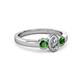 4 - Caron 0.74 ctw Natural GIA Certified Diamond Oval Shape (6x4 mm) and Side Green Garnet Three Stone Ring  