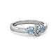 4 - Caron 0.68 ctw Natural GIA Certified Diamond Oval Shape (6x4 mm) and Side Aquamarine Three Stone Ring  