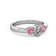 4 - Caron 0.70 ctw Natural GIA Certified Diamond Oval Shape (6x4 mm) and Side Pink Tourmaline Three Stone Ring  