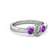 4 - Caron 0.68 ctw Natural GIA Certified Diamond Oval Shape (6x4 mm) and Side Amethyst Three Stone Ring  