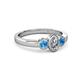 4 - Caron 0.68 ctw Natural GIA Certified Diamond Oval Shape (6x4 mm) and Side Blue Topaz Three Stone Ring  