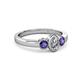 4 - Caron 0.68 ctw Natural GIA Certified Diamond Oval Shape (6x4 mm) and Side Iolite Three Stone Ring  