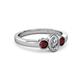 4 - Caron 0.74 ctw Natural GIA Certified Diamond Oval Shape (6x4 mm) and Side Red Garnet Three Stone Ring  