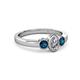 4 - Caron 0.70 ctw Natural GIA Certified Diamond Oval Shape (6x4 mm) and Side Blue Diamond Three Stone Ring  