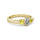 4 - Caron 0.70 ctw Natural GIA Certified Diamond Oval Shape (6x4 mm) and Side Yellow Diamond Three Stone Ring  