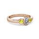 4 - Caron 0.70 ctw Natural GIA Certified Diamond Oval Shape (6x4 mm) and Side Yellow Diamond Three Stone Ring  