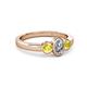 4 - Caron 0.72 ctw Natural GIA Certified Diamond Oval Shape (6x4 mm) and Side Yellow Sapphire Three Stone Ring  