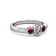 4 - Caron 0.72 ctw Natural GIA Certified Diamond Oval Shape (6x4 mm) and Side Ruby Three Stone Ring  