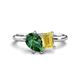 1 - Nadya Pear Shape Lab Created Emerald & Emerald Shape Yellow Sapphire 2 Stone Duo Ring 