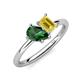 4 - Nadya Pear Shape Lab Created Emerald & Emerald Shape Yellow Sapphire 2 Stone Duo Ring 