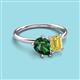6 - Nadya Pear Shape Lab Created Emerald & Emerald Shape Yellow Sapphire 2 Stone Duo Ring 